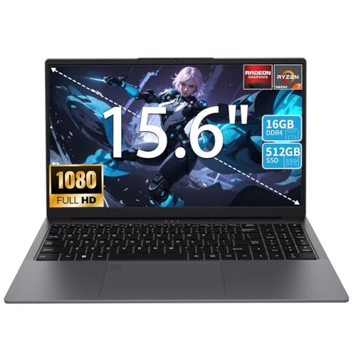 Ordinateur portable de jeu de 15,6", processeur 5825U (8C/16T, 2,0-4,5 GHz), 16 Go DDR4, SSD PCle 512 Go, écran IPS Full HD, clavier rétroéclairé, déverrouillage d'empreintes digitales, commutateur de