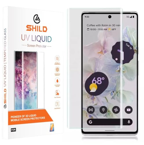 Image of SHILD Advanced HD+ UV Tempered Glass Screen Protector For Google Pixel 6 Pro / 7 Pro (6.7 Inch, Pack of 1) Full Adhesive UV Curved Screen Guard, Case Friendly with installation kit