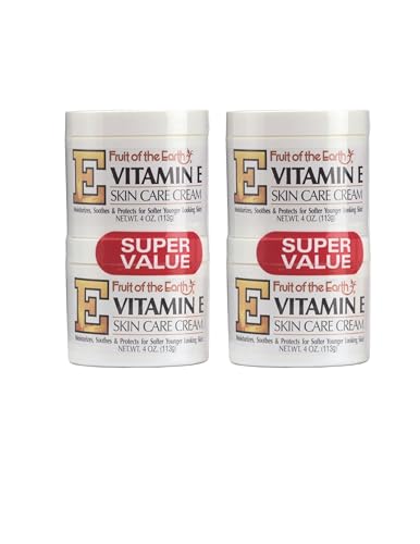 Fruit of the Earth Vitamin E Skin Care Cream 4 oz (113 g) Pack of 4