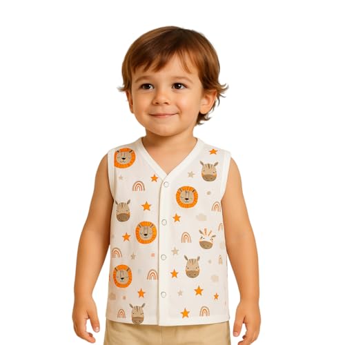 Image of Kidbea Newborn Baby Jhabla Unisex - Organic Cotton Muslin Shirt | Soft & Breathable Summer Wear for Boys & Girls | Cute Prints Infant Clothing