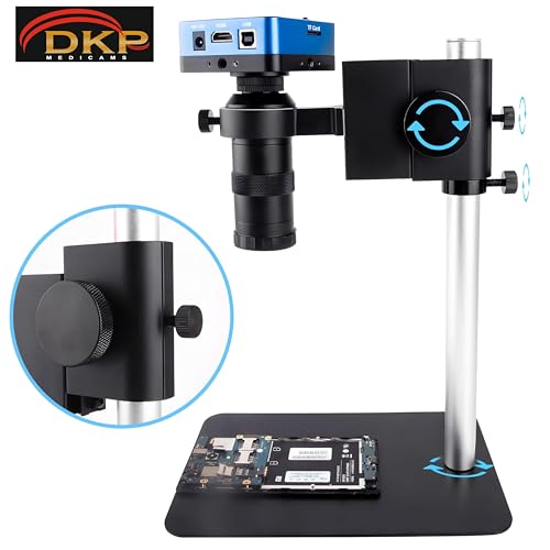 Image of DKP Medicams Microscope Sets HD 48MP 60F /S HDMI /USB Industrial Microscope Camera+130X C Mount Lens+56 LED Ring Light for Phone Chip Repair
