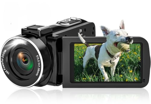 2.7K Video Camera Camcorder IR Night Vision YouTube Vlogging Camera Webcam 16X Digital Zoom with Battery 270 Degree Rotation Screen