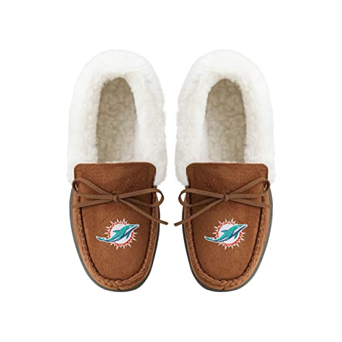 Image of FOCO Womens NFL Team Logo Tan Moccasin Slippers