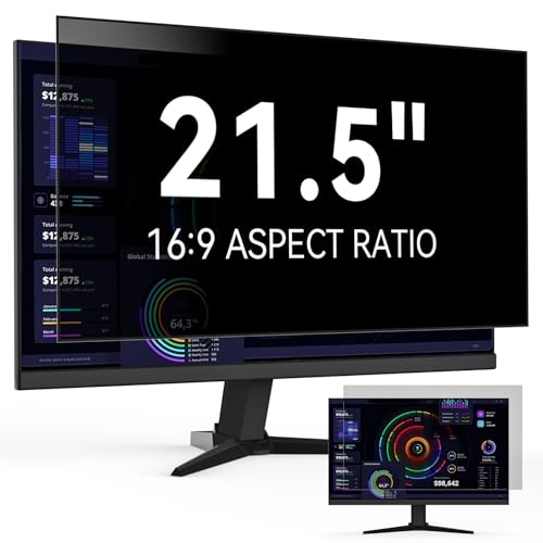 21.5 Inch Computer Privacy Screen Filter for 16:9 Widescreen Monitor, Removable Eye Protection Anti Glare Blue Light Filter Privacy Shield, Anti Scratch Anti Spy Screen Protector Film 21.5 in