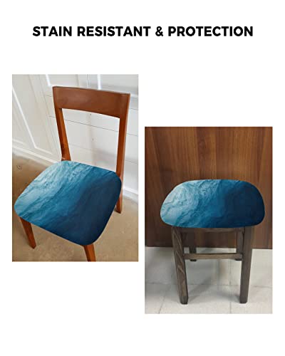 Blue Ombre Seat Covers For Dining Chairs, Stretch Kitchen Chair Slipcovers, Coastal Summer Beach Seaside Nautical Abstract Art Dining Room Chair Covers Removable Office Chair Cover Protector Set Of 4 #TOP5