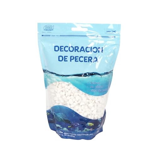 SMELL & SMILE Grava Acuario Piedra Natural Decorativa para Acuarios de Agua Dulce y Marina Sustrato Natural para Decoración de Fondo 1KG (Blanco, 4-6mm)