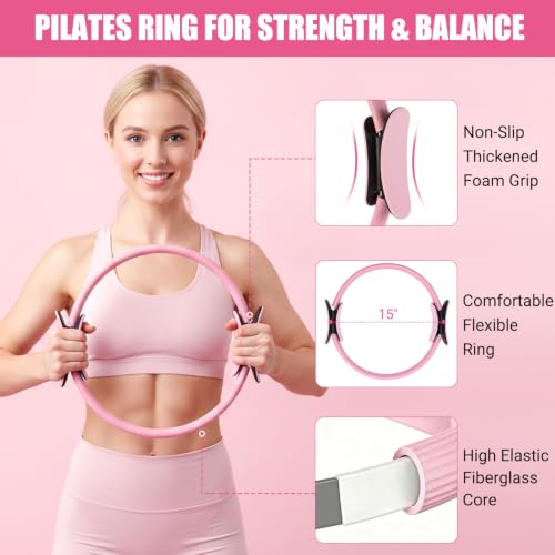 Image of Qinkada Pilates Kit, Pilates Equipment Home Set with 15 inch Pilates Ring