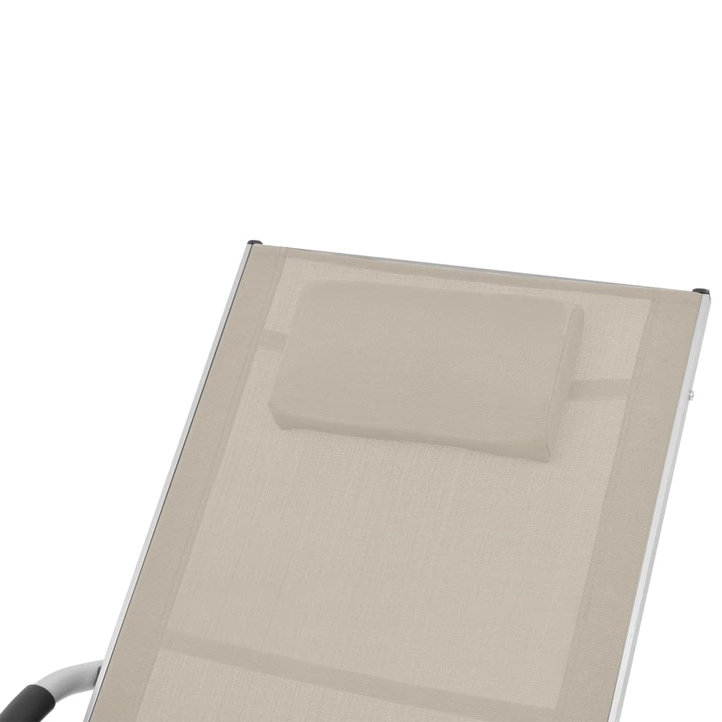 Lettino Prendisole con Cuscino in Alluminio e Textilene Crema, Sdraio da Giardino Regolabile con Schienale Ergonomico, Letto Solarium Resistente agli Agenti Atmosferici per Patio, 62 x 152 x 88 cm