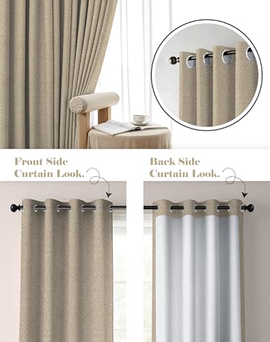 Image of Casableu Twillbone Digital Print 85% Blackout Curtains for Long Door /Window, Thermal Insulated, Tie Back, Wider Width 50 in, Eyelet Curtains for Living Room /Bedroom (Chiku 9 ft Set of 2)
