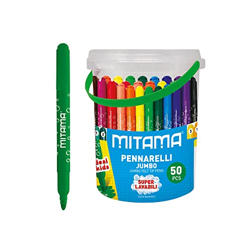 Feutres Jumbo Super Lavables Mitama 62875 Maxi stock avec 50 feutres pointe 5 mm