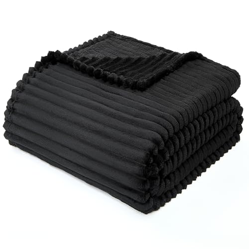 Living Room Decor Home Black Throw Blanket Gifts for Women Men 127 x152 Soft Fluffy Fleece Flannel Cozy Fuzzy Plush Warm Minky Couch Bed Blanket Bedroom Spring Decor Black Gifts for Him Her