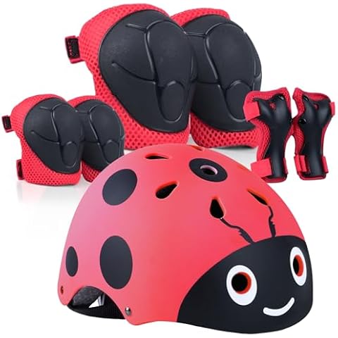 Kids Bike Helmet Set,Toddler Helmet for Boys Girls Age 3-8 8-14 with Knee Elbow Pads Wrist Guards for Bike Skating Skateboard Rollerblading Scooter Cover