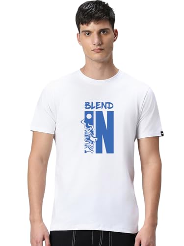 Image of Bewakoof Men's Graphic Print Regular Fit Half Sleeve Round Neck Pure Cotton T-Shirt