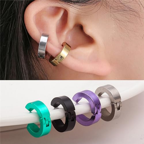 Dawery 1 pc Ear Cuff Clip on Earrings without Piercing Women Titanium Men Earrings Cuff No Pierced No Hole Earrings Jewelry, Titanium Metal Zinc by Dawery - Image 4
