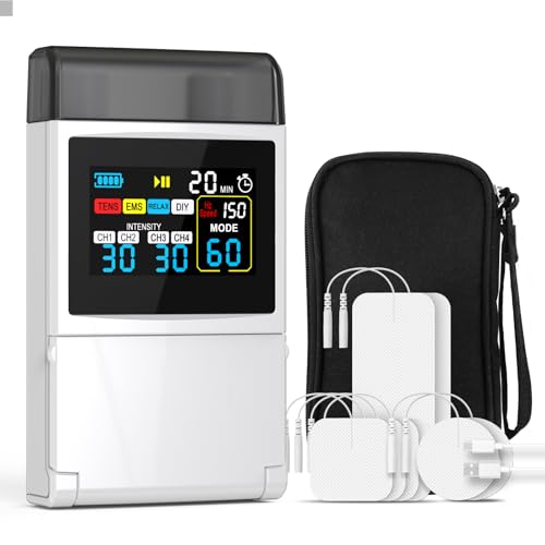 TENS Unit EMS Muscle Stimulator for Pain Relief, 4-in-1 TENS & EMS & Relax & DIY, 4-Channel 60 Modes
