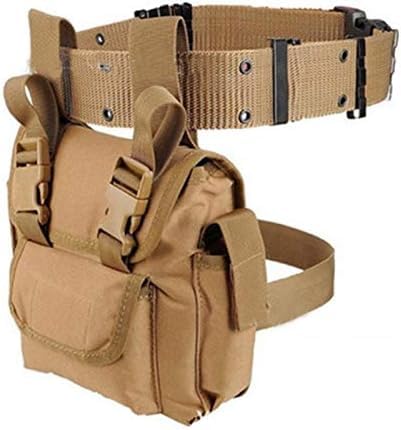 Gexgune Tactical Molle Waist Bag Drop Leg Bag Waterproof Quick Release Daily Carry Pouch for Utility Hunting Traveling Cycling Hiking (Khaki)