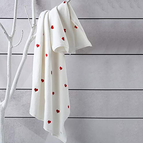 DL&VE Premium Cotton Fluffy Bath Sheets Quick Dry Towels Sustainable Beach Towel Perfect for Home Hotel Motels,Soft Bath Towel Large White 140x70cm(55.1x27.6inch)