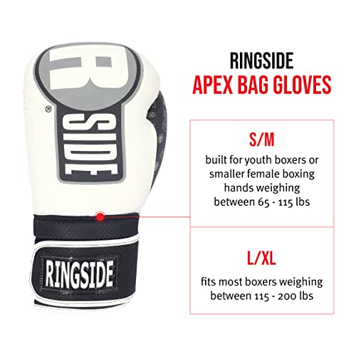 Ringside Apex Bag Gloves, Imf-Tech Boxing Gloves With Secure Wrist Support, Synthetic Boxing Gloves For Men And Women, White/Black , Large-X-Large #TOP1