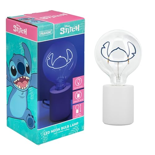Paladone Ampoule néon LED décorative Disney Stitch - Ampoule en verre E27, cadeau de collection Lilo & Stitch sous licence officielle, lumière amusante pour les chambres et les maisons