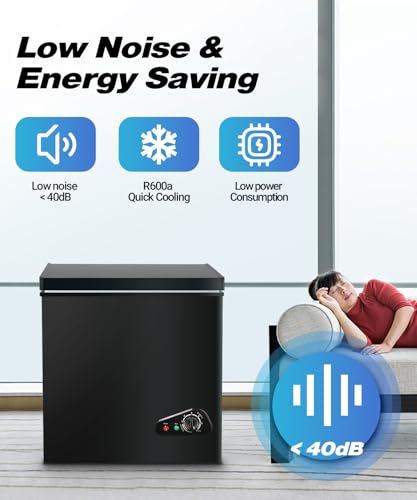 Image of Deep Freezer 3.5 Cu.Ft, Chest Freezer with Removable Basket, Small Freezer with 6 Levels Adjustable Temperature, Quiet Mini Freezer for Home /Kitchen /Office /Garage /Bar (Black)