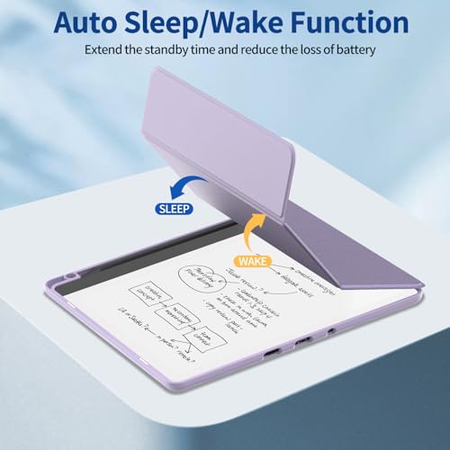 Image of Sanyetral Trifold Protective Case with Auto Sleep Wake, Incompatible with TCL Nokia -Purple