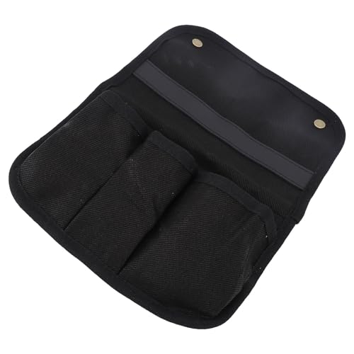 Silla de Camping de Doble Capa de Lona, ​​Bolsa de Almacenamiento Lateral, Hebilla de Latón Vintage, Sillón, Soporte para Tienda, Organizador para Actividades Al Aire (Black)