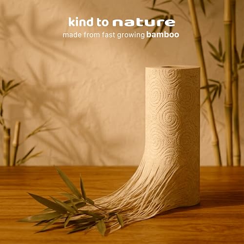 Image of Bamboo Kitchen Tissue Paper Roll 320 Pulls (80 Pulls x 4 Rolls) | 2 Ply Kitchen Towel Roll | Unbleached & Food Safe Kitchen Tissue | High Absorbency Kitchen Roll | Eco-Friendly Tissue Roll