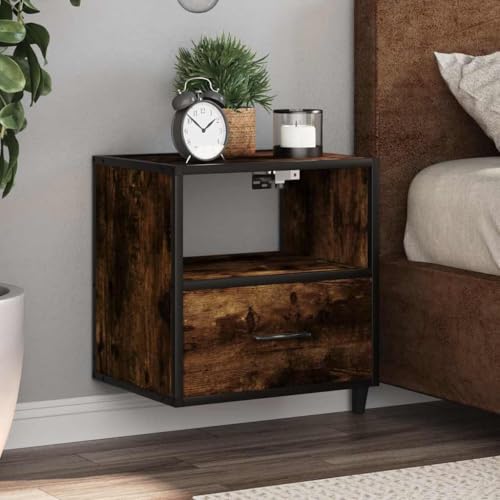 ShGaxin Mesita de Noche de Pared Color Roble Ahumado 40x31x39,5 cm, Mesillas De Noche Dormitorio, Mesa De Noche, Muebles Auxiliares, Mueble Habitacion, Muebles Dormitorio - 848738