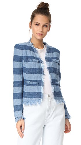 AG Adriano Goldschmied Women's Capucine Jacket, Piscine Stripe Washed Indigo, Medium
