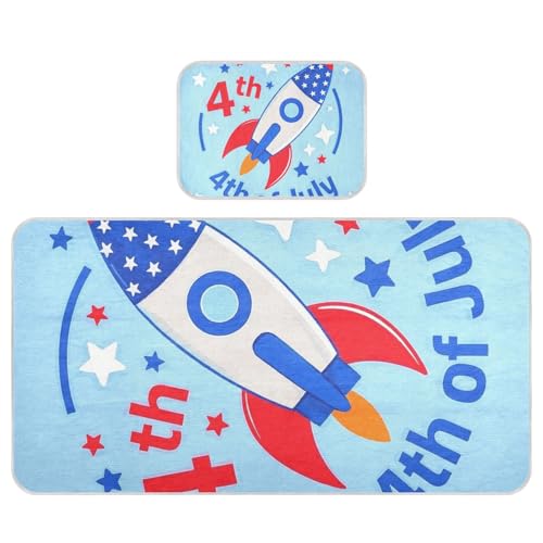 4th of July Independence Day Red and Blue Rockets Cooling Baby Mattress Pads 28
