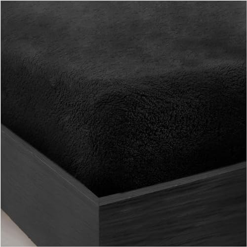 Teddy Fleece Fitted Sheet Bed Sheets Plain Thermal Warm Soft