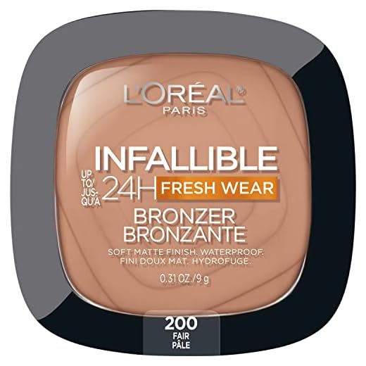 L'Oréal Paris Infallible Up to 24H Fresh Wear Soft Matte Longwear Bronzer. Waterproof, heatproof, transfer, humidity and sweatproof, Fair, 0.31 oz