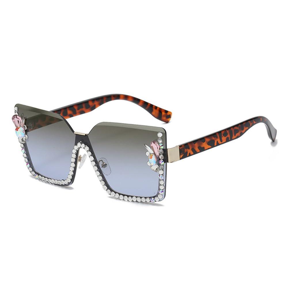 Gafas de sol grandes cuadradas con forma de diamante para mujer, gafas de sol de moda con protección UV400 para exterior