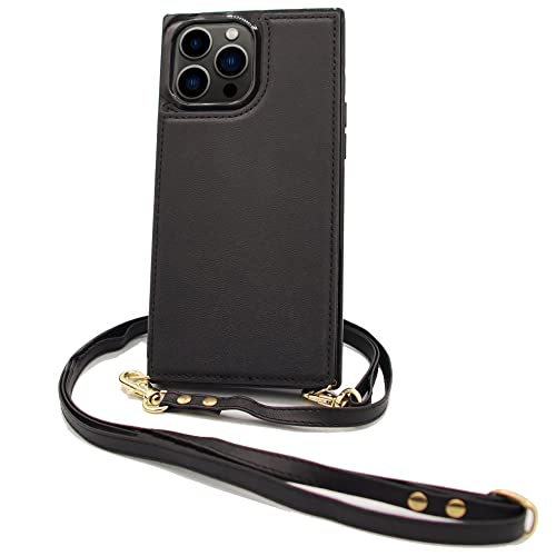 OHCOLDA Wallet Case Compatible with iPhone 15 Pro Max, Crossbody Case RFID Blocking Card Holder Magnetic Flip Folio Purse, Shockproof Leather Strap Case Cover for iPhone 15 Pro Max 6.7'' 2023 Black