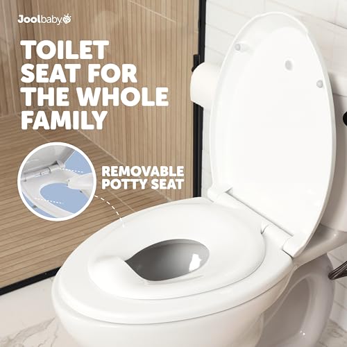 Image of Jool Baby Quick Flip Toilet Seat with Built-in Potty & Splash Guard for Toddler Training, Slow Close (Round)