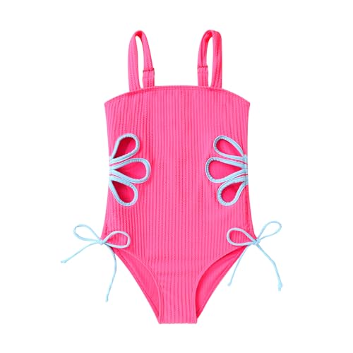 Image of Girls Swimsuit One Piece Bathing Suit Adjustable Straps Solid Color Cut Out Butterfly Girls' Swimwear for 7-14Y