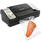 NutriChef Vacuum Sealer for Food (80Kpa) – Dry, Moist & Pulse Modes, Dual Seal, Built-in Roll Storage & Cutter, High-Power Suction, Durable Design, Includes Canister Hose & Bags