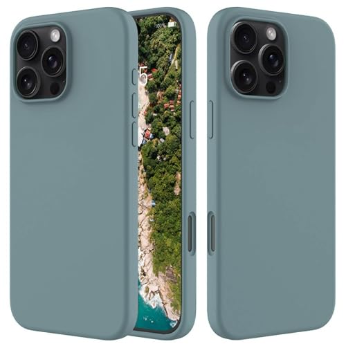 Image of FIRST MART Silicone Back Case for iPhone 16 Pro, Soft-Touch Phone Back Cover for Apple iPhone 16 Pro - Steel Grey