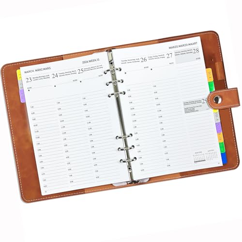 Appointment Diary 2026 Week to view A5, Vertical Layout 7:00-20:00, Monthly & Weekly Planner with Tabs, Pages Note, Contact, UK Holiday, Pen Loop, PU Leather Softcover, Refillable Organiser, Jan-Dec