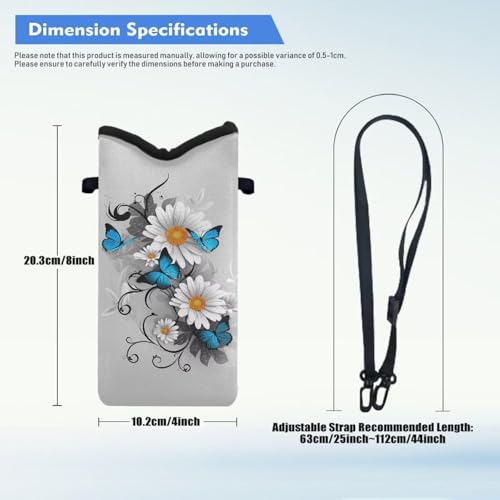Image of Small Crossbody Cell Phone Bag for Women Men Mini Phone Purse with Crossbody Strap Neoprene Mini Phone Wallet Shoulder Bag Fits Most Smartphones, 8 x 4 inch, Daisy Butterfly Gray