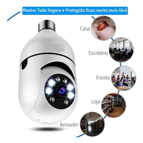 Camera Ip Inteligente Lampada Panoramica Giratoria Yoosee Wifi E Espiã Visão Noturna Infravermelho