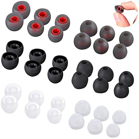 36 Pieces Silicone EarBuds Replacement Silicone Ear Tips Earbuds Noise Isolation Cover Noise Cancelling Earphones, 3 Colors (Greyish Red, Transparent and Black), 3 Sizes (Small, Medium, Large) Cover