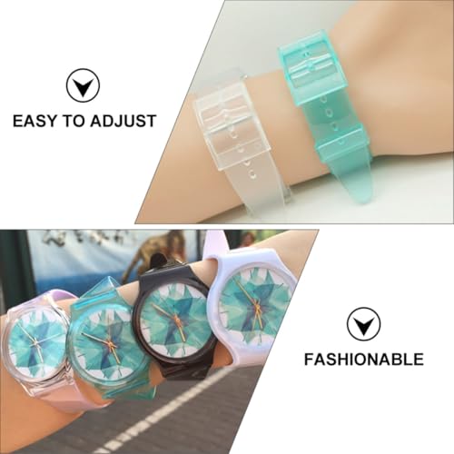 Reloj de pulsera de cuarzo transparente PLAFOPE con correa de PVC ajustable para estudiantes 7