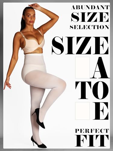 Image of HONENNA Semi Opaque Silky Women Pantyhose Tights, 20+ Colors Invisibly Toe Reinforced 60 Den Size A-E