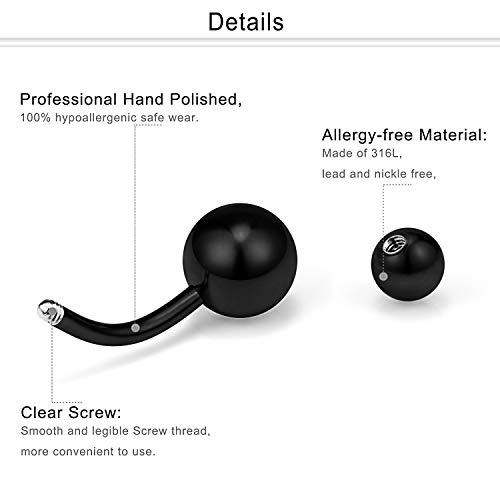 Dyknasz 9Pcs 14G Dangle Short Belly Button Rings Clear Diamond Cz Surgical Steel Navel Barbell Body Jewelry Piercing For Women Girls Black Externally Threaded 10Mm #TOP1