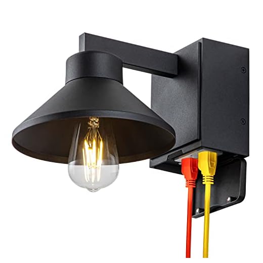 c cattleya Porch Light with Outlet GFCI Matte Black Waterproof Anti-Rust Aluminum Exterior Wall Sconce Porch Lights Outdoor Light with Outlet for Front Door, Patio, Garage, Back Deck