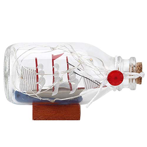 Drifting Bottle Shaped Night Light, Mini Sailing Boat Drift Cork Glass Bottle Table Room Decor(colorful)