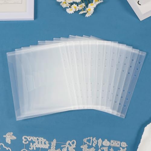 Image of UNIMEIX 12 Pcs 2-in-1 Stamp and Die Storage Refill Pages Reusable Storage Cases Seal Bags Transparent Plastic Folders for Cutting Dies Stencil Embossing Crafts (6.3 inch x 7.6 inch)