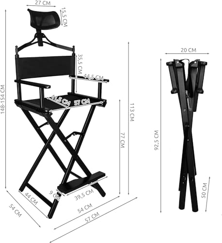 Miniatura 3 de Silla De Maquillaje De Aluminio Con Reposacabezas Plegable Make Up, Silla Directa, Maquillador Profesional.