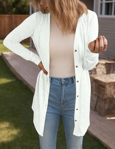 Women's 2025 Fall Lightweight Cardigans Long Sleeve V Neck Button Down Soft Cardigans Coat with Pocket2